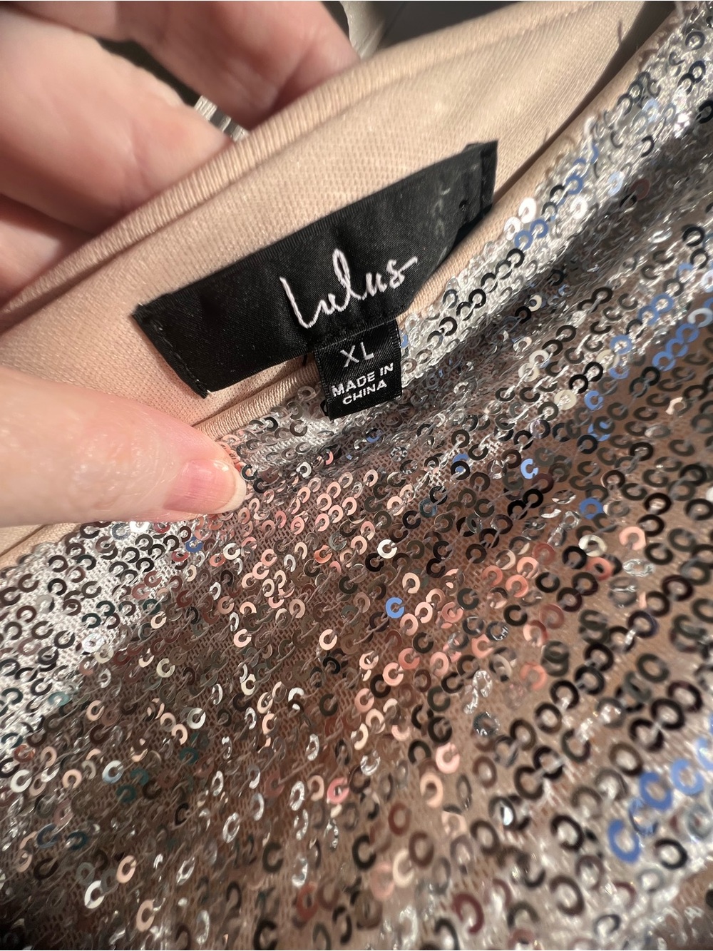 Lulu’s Silver Sequin Sparkly Jumpsuit XLP